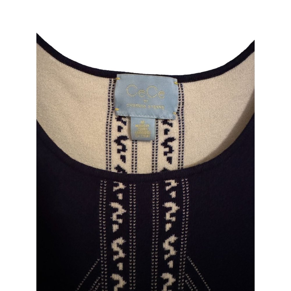 Cece by Cynthia Steffe Blue Sleeveless Cottage Sweater Mini Dress Wmns Medium| f - Picture 3 of 8